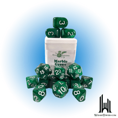 SET OF 15 DICE: MARBLE GREEN